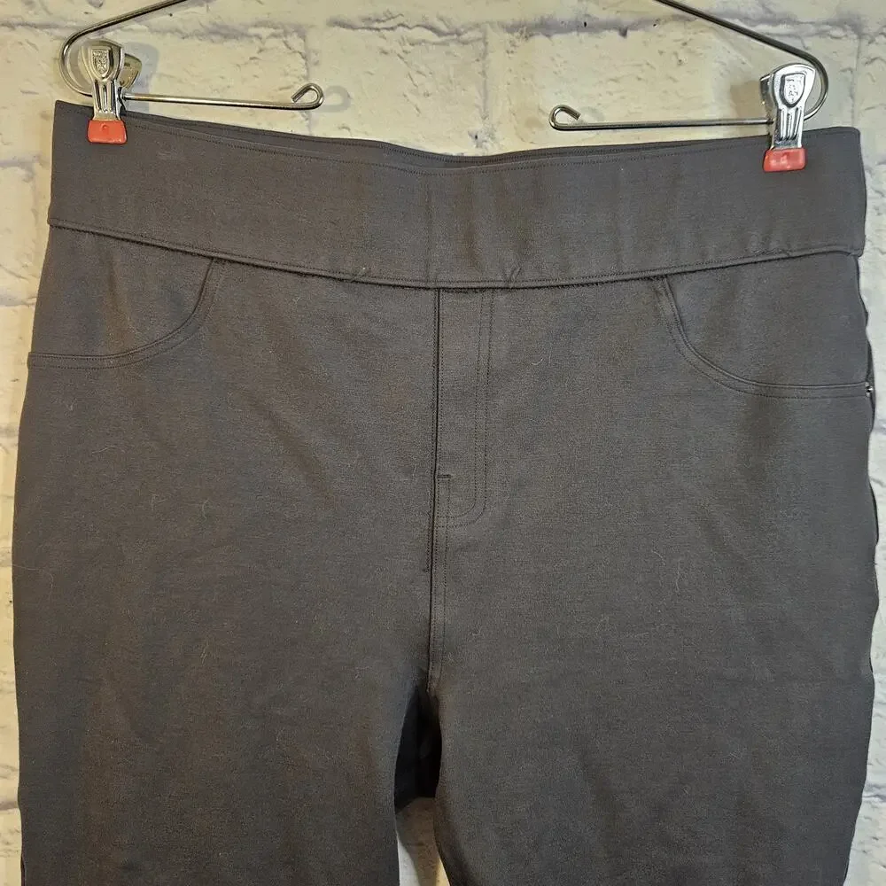 SPANX JEAN-ISH ANKLE Gray Pull On Shaping Stretch Denim Legging Jogging Sz 1X - Picture 2 of 6